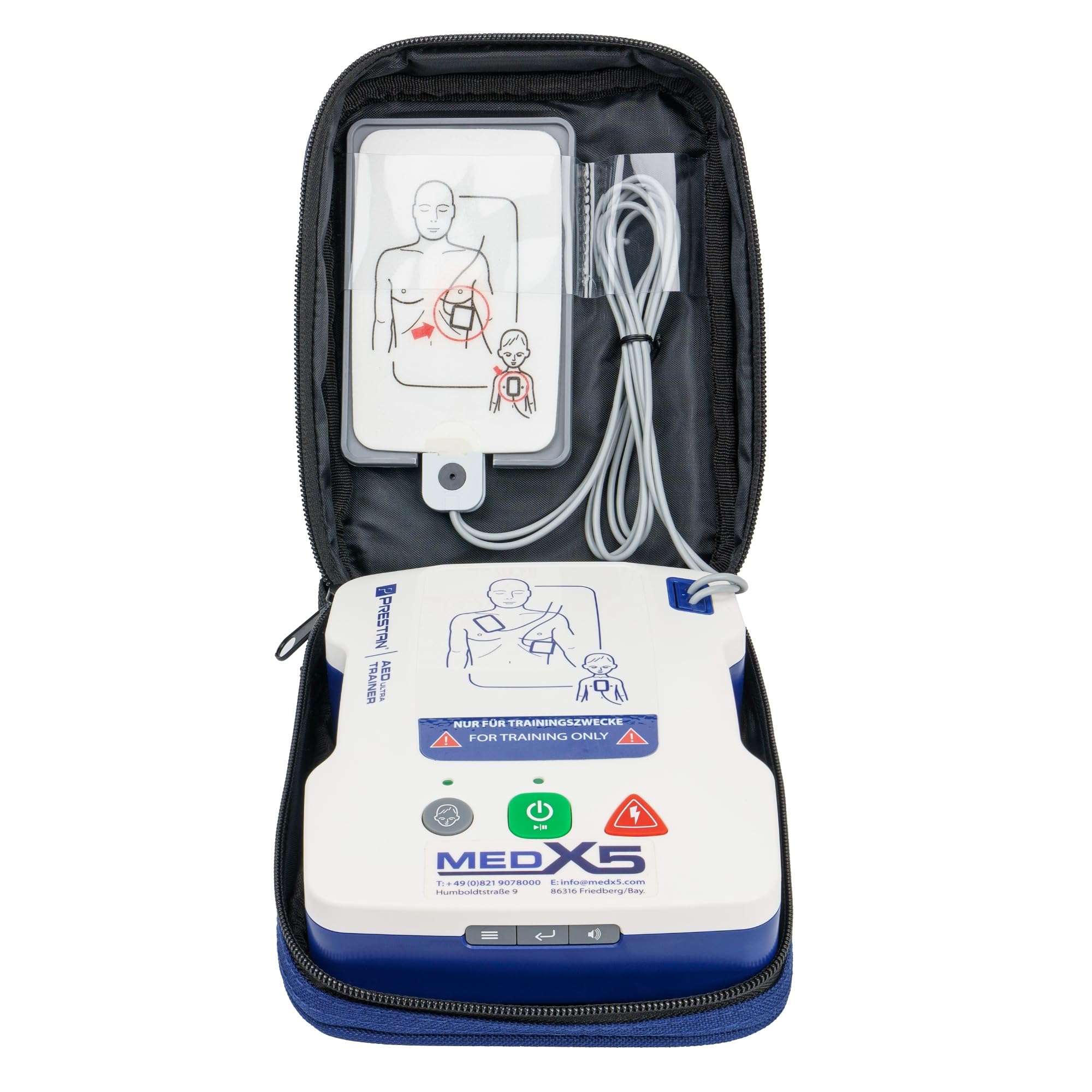 MedX5 Universal AED/desfibrilador UltraTrainer, idioma: alemán/inglés y 3 años de garantía del fabricante
