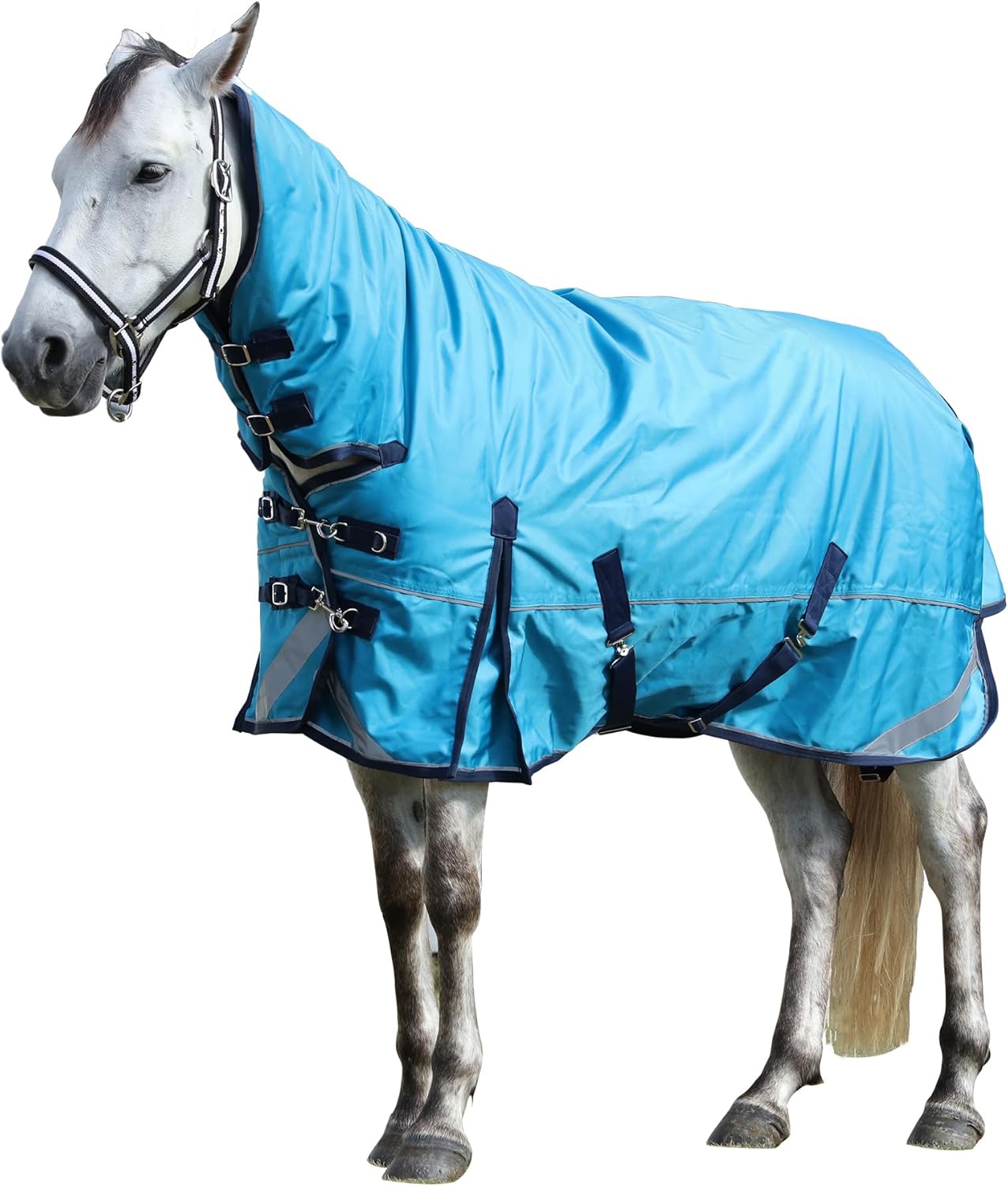 LEAFOREST 1680D Turnout Horse Winter Blanket Waterproof Snow Proof Combo Heavy Weighted Blankets 300g Fill Sheet with Neck in The Pasture, Paddock Burgundy 75 inches