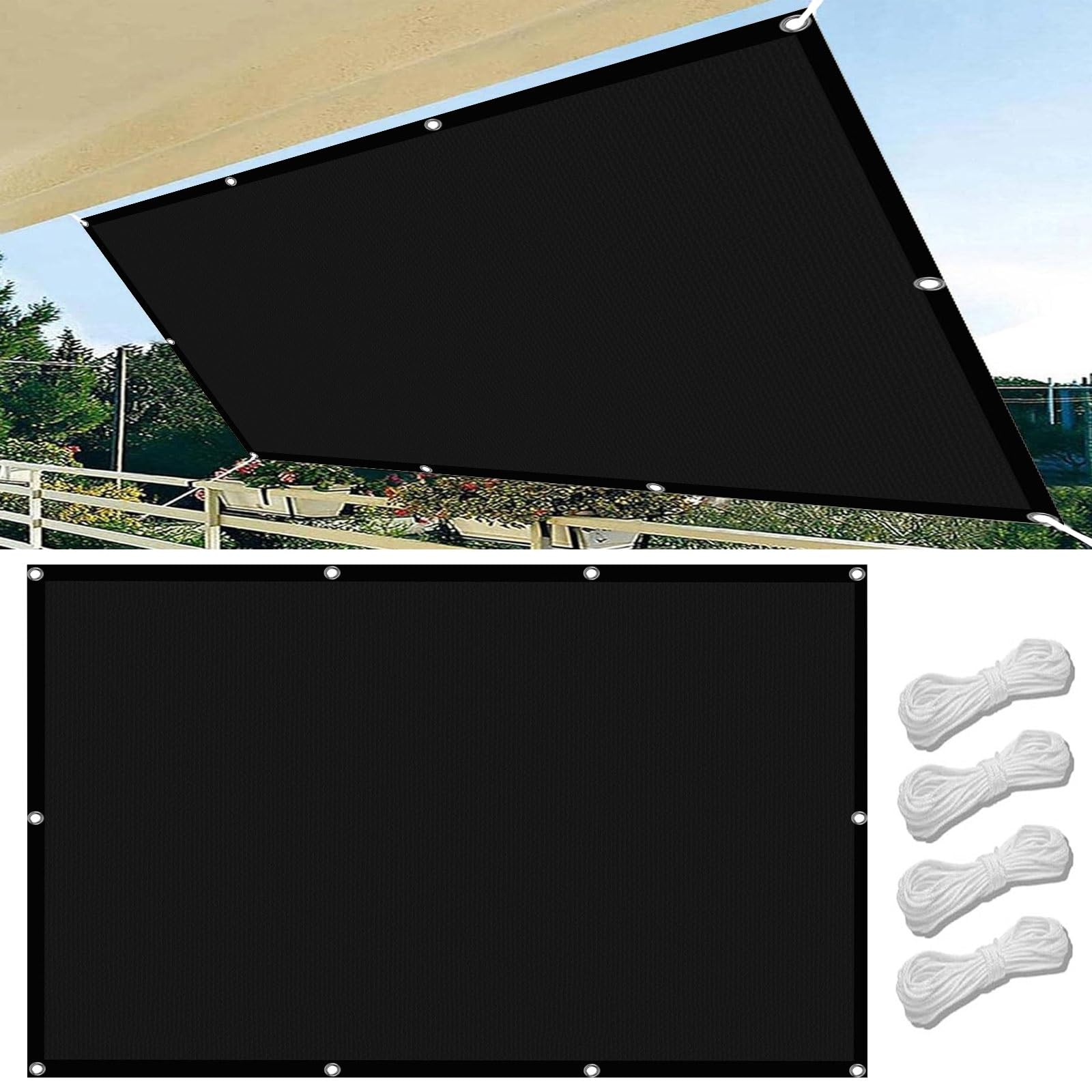 Voile d'ombrage anti UV noir pour bloquer la chaleur du soleil