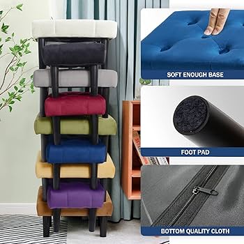 Amazon.com: HOUCHICS Small Footstool Ottoman, Velvet Wooden