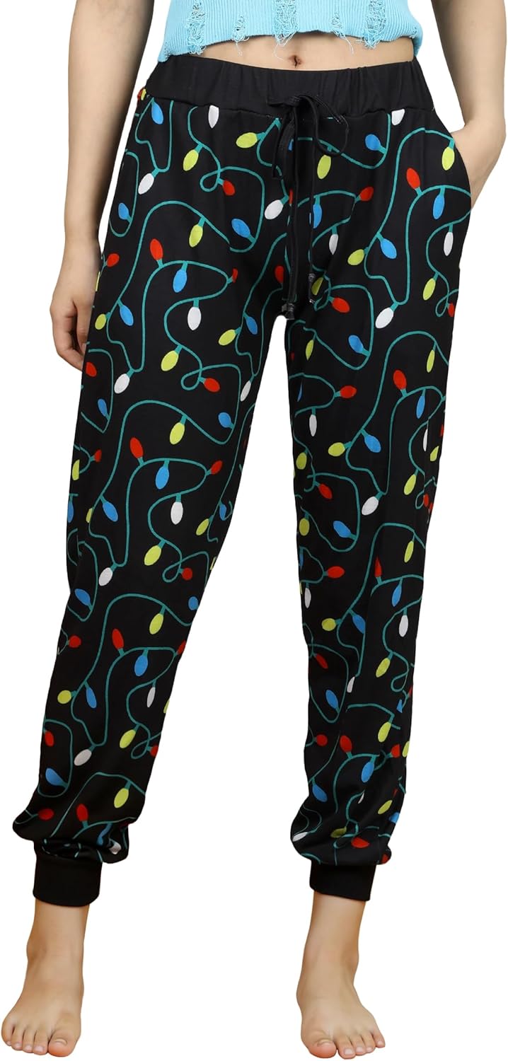 Christmas Ugly Pants for Women Drawstring Xmas Pajamas Bottoms with Pocket S-XL