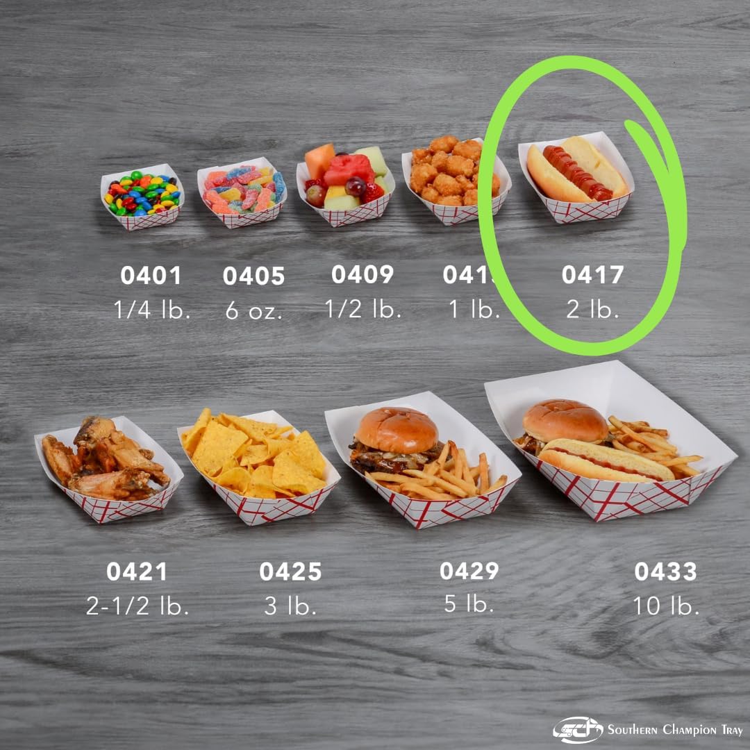 Southern Champion Tray 0417 #200 Southland Paperboard Food Tray, 2 lb Capacity, Red Check (Case of 1000)