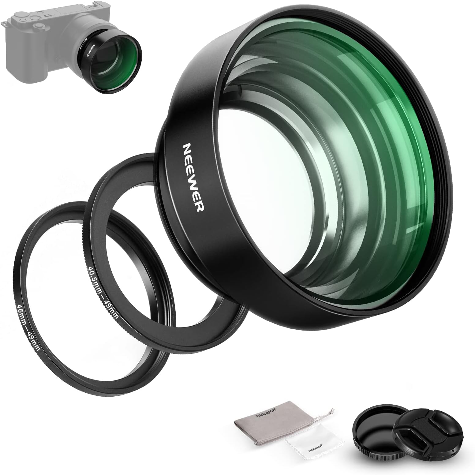 NEEWER 22mm Macro Lens with Adapter Ring for Close Up Photography, Compatible with Sony a5100 a6000 a6100 a6300 a6500 a6600 ZV-E10 Canon R7 R50 M200 M50 M5 M6 KISS X10 and 繪49/46/40.5mm Lens, LS-27