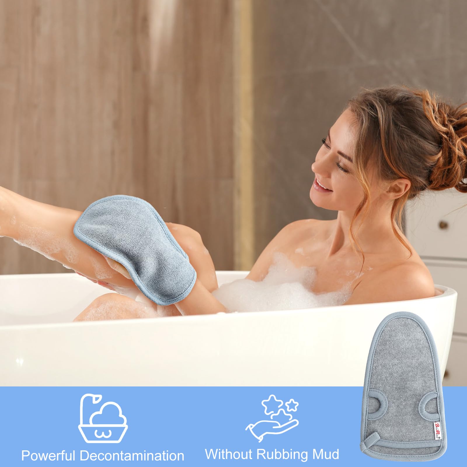 APOMOONS 2 sztuki rękawic do peelingu i pasków do szorowania pleców, rękawice hamam, złuszczające rękawiczki do peelingu, gąbka do peelingu, gąbka pod prysznic do twarzy i ciała