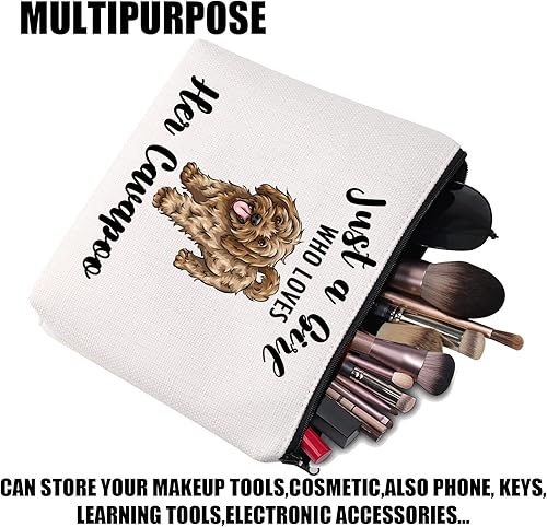 Miniatura 4 de JYTAPP Cavapoo - Bolsa de maquillaje para amantes de los animales, regalos solo una chica que ama a su Cavapoo, bolsa de cosméticos Cavapoo con