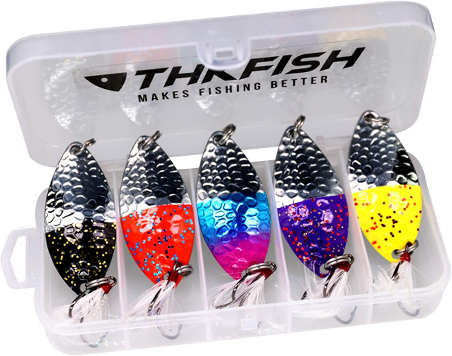 Amazon Thkfish 5個 箱釣り スプーントラウト スプーントラウト ルアーアジングサクラマス ルアー疑似餌トラウト ルアー 自作 A Thkfish スポーツ アウトドア
