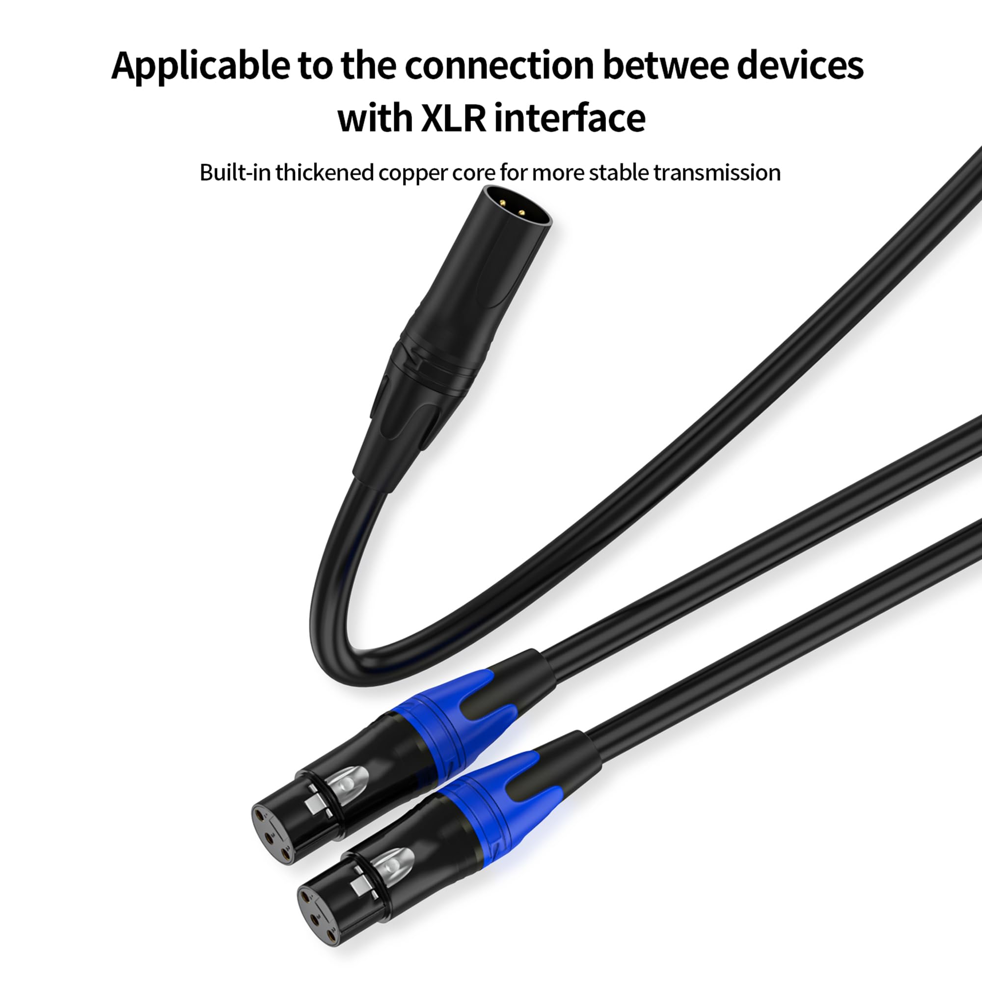 XLR-Splitter-Y-Kabel, 2 Buchse auf 1 Stecker, Mikrofon, XLR-Breakout-Kabel, symmetrisch, links und rechts, Doppel-Buchse auf Einzelstecker, für Mischpult/Lautsprecher/Mikrofon, 90 cm, 2 Stück