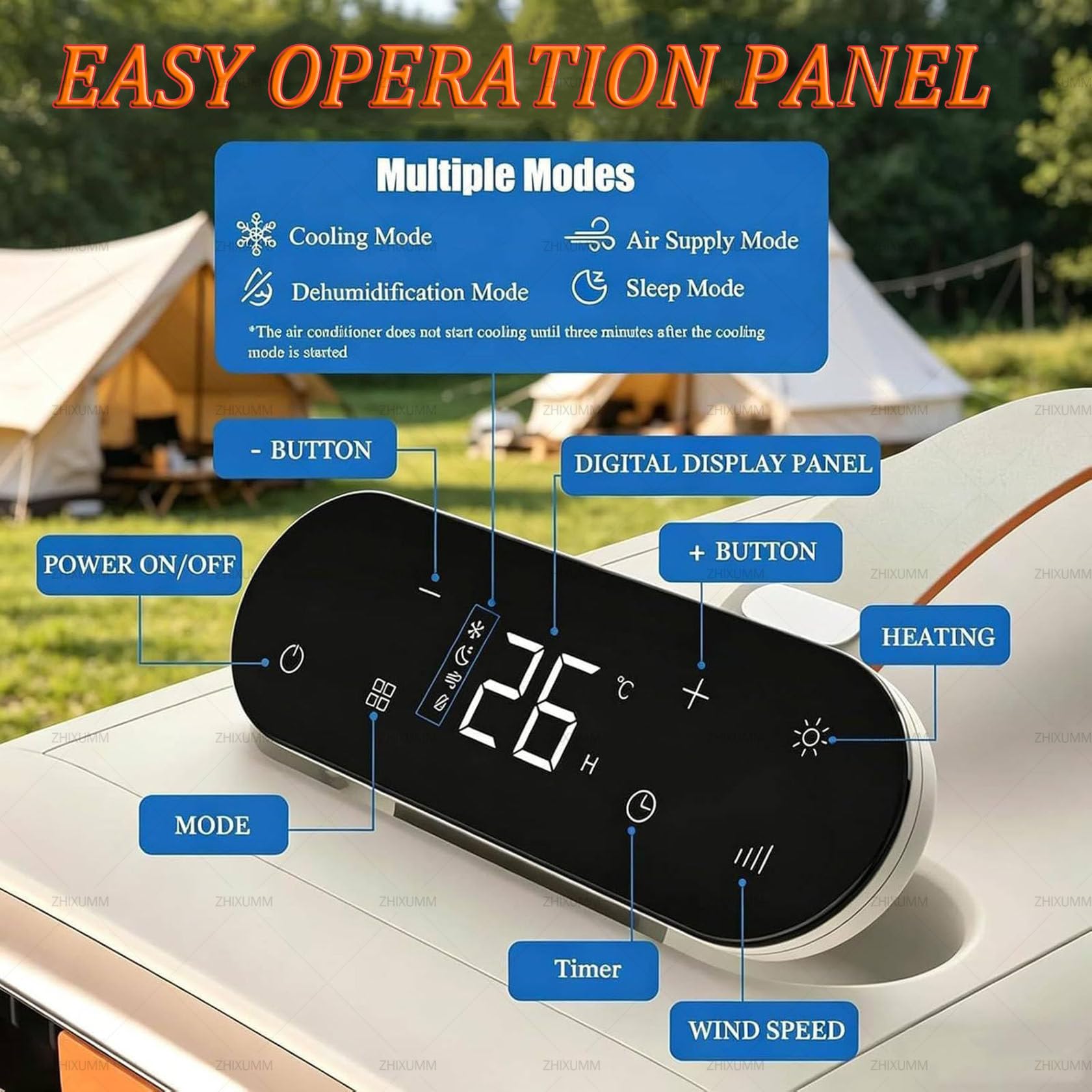 Condizionatore Portatile, Climatizzatore Mobile Per Piccoli Spazi (8–10 M²) | Condizionatore Da Campeggio Da 4700 Btu/800 W Con Modulo Di Riscaldamento Opzionale Da 800 W, Flusso D'Aria (45 Db)