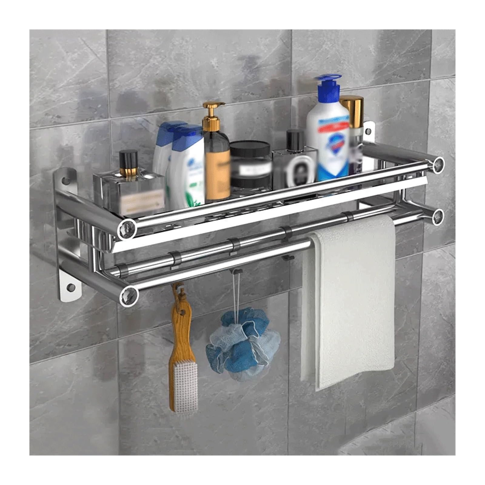 TXGJWRA Shower Caddy Bathroom Storage Rack Single-Layer Wall-Mounted Stainless Steel Storage Rack Washing Table Skin Care Products Storage