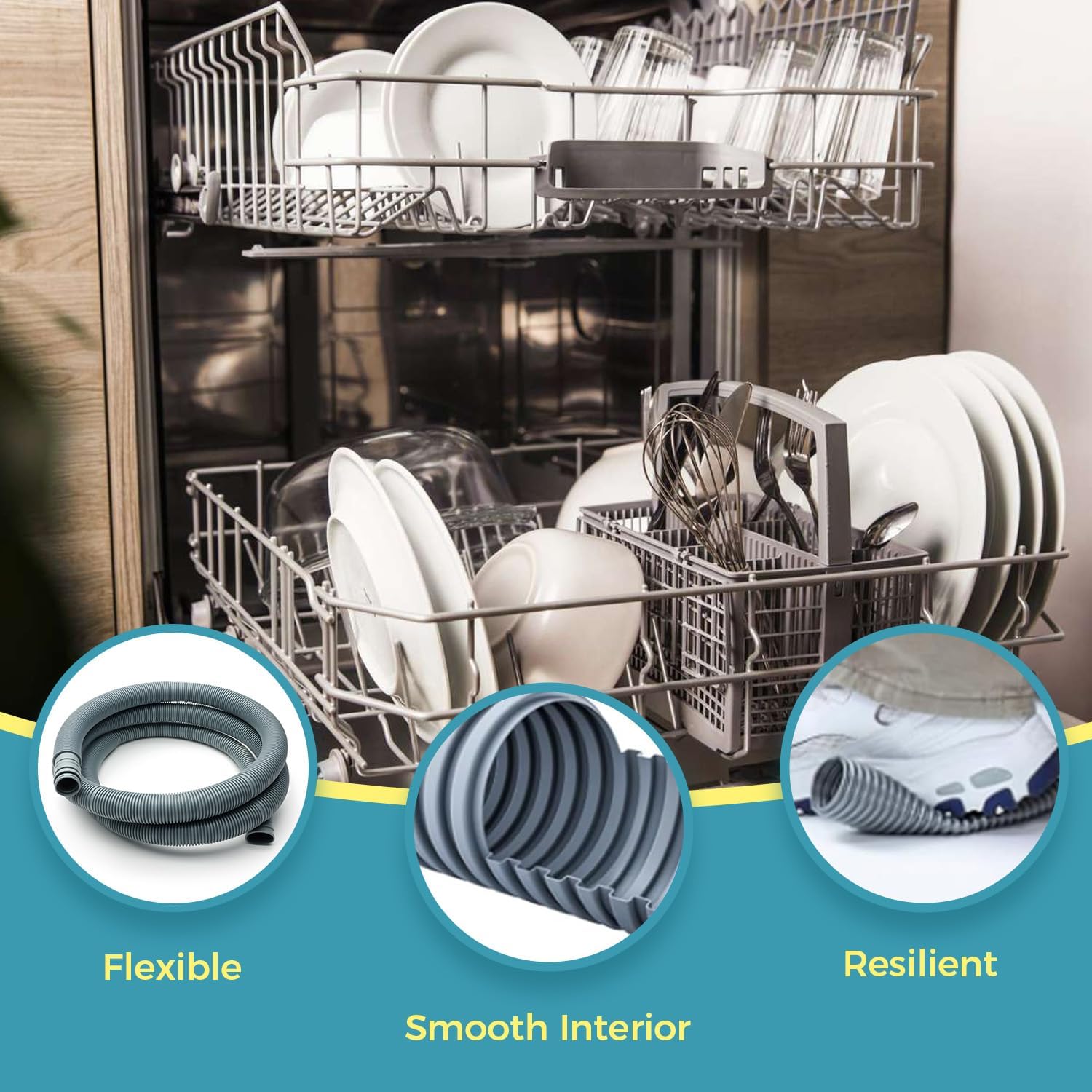 AEM74333101 Drain Hose Assembly for LG Dishwasher Models Such As LDF5545ST LDF5545WW LDP6797BD LDP6797ST LDT5665BD LDT7797ST Replace AP6040158 4505714 PS11775879