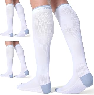 CelerSport 20-30mmHg Compression Socks for Women & Men, 3/4 Knee-High