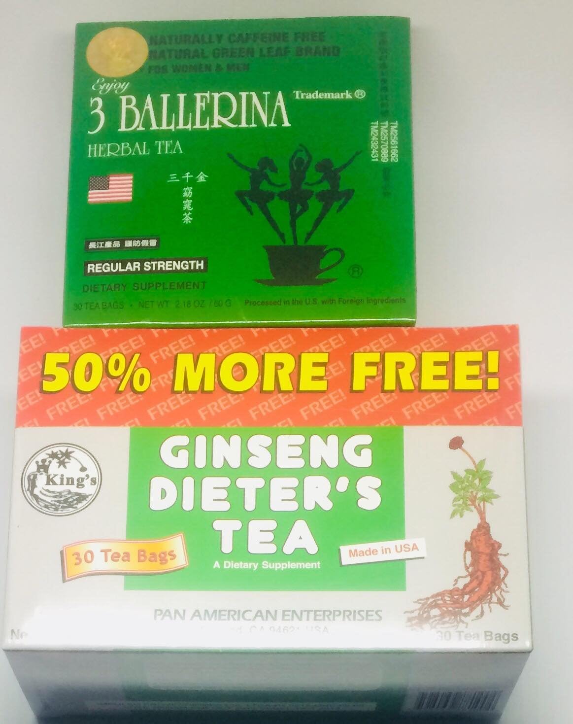 GiftsGaloreNow 3 Ballerina Tea Dieters' Drink Extra Strength 18 teabags with Diet Ginseng Slim Tea for Weight Loss