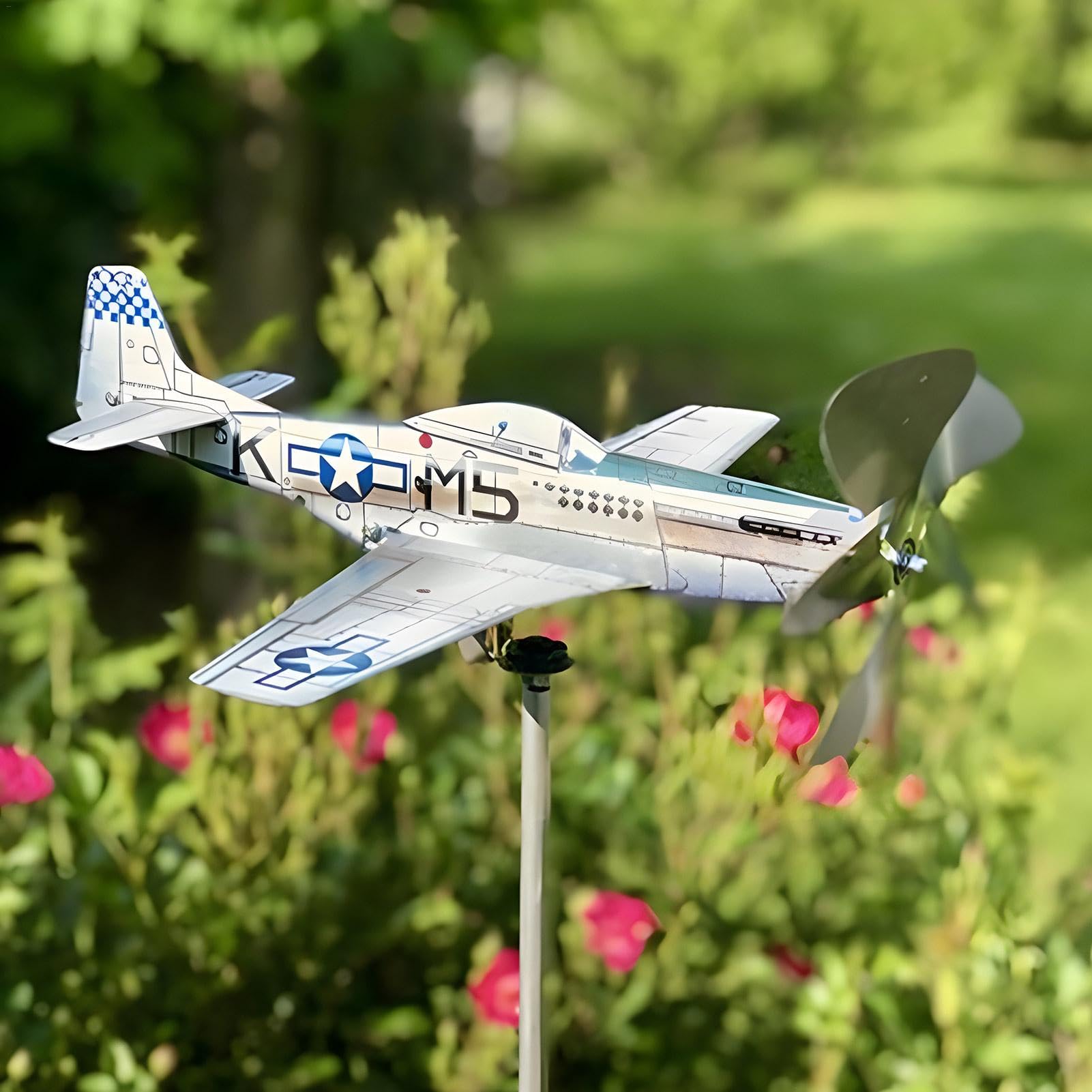 Girouette Décoration Jardin Avion - Moulin à Vent Rotatif En Métal Résistant Aux Intempéries