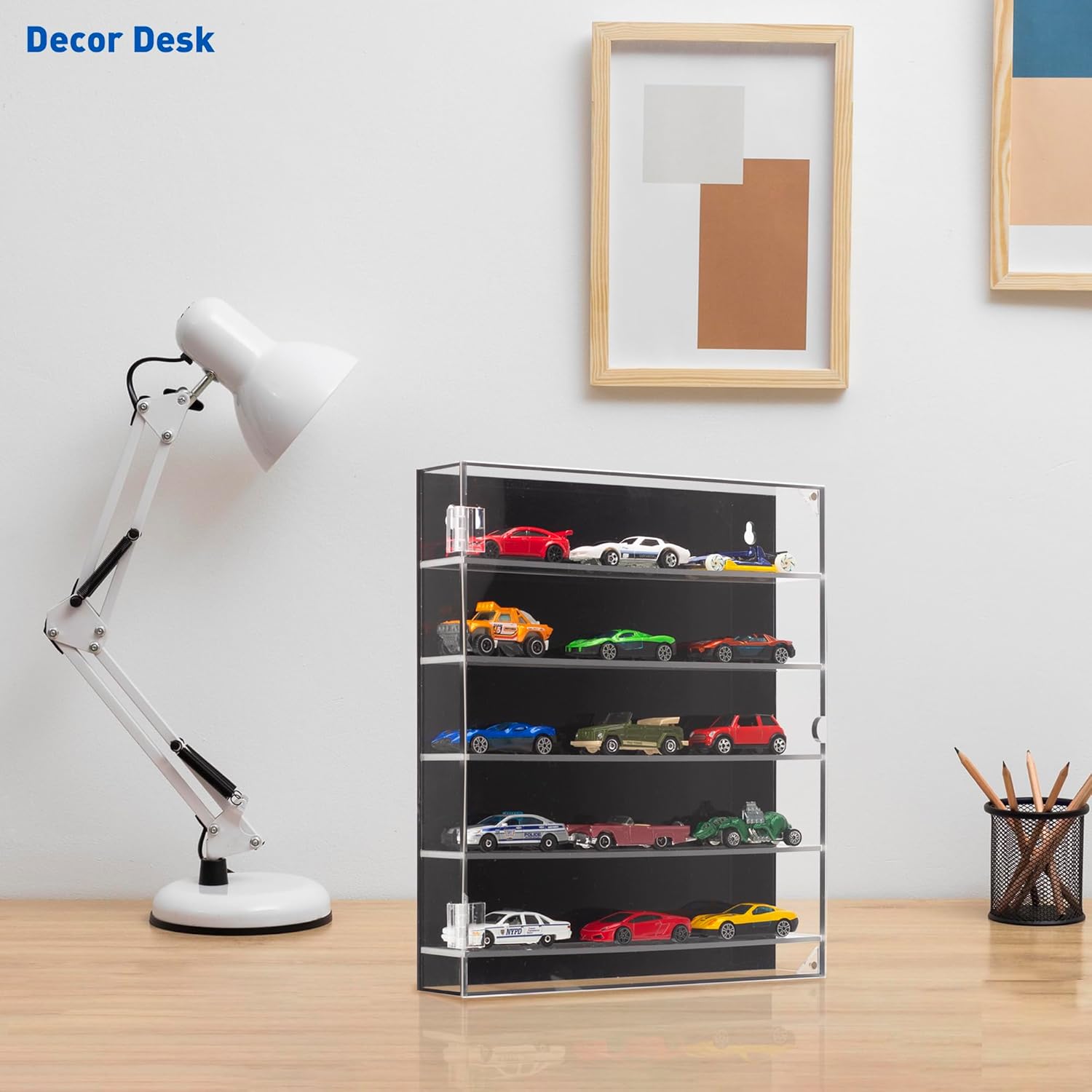 KISLANE 5-Tier Acrylic Toy Car Storage, Toy Cars & Matchbox Cars Display Case, Transparent Toy Car Case Showcase with Magnetic Switch Door (5-Tiers)