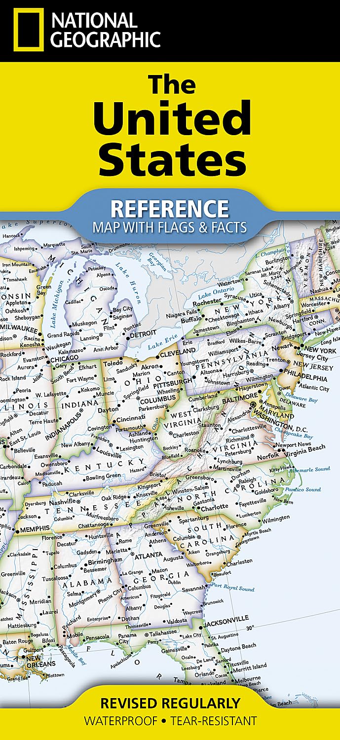 National Geographic United States Map (folded with flags and facts ...