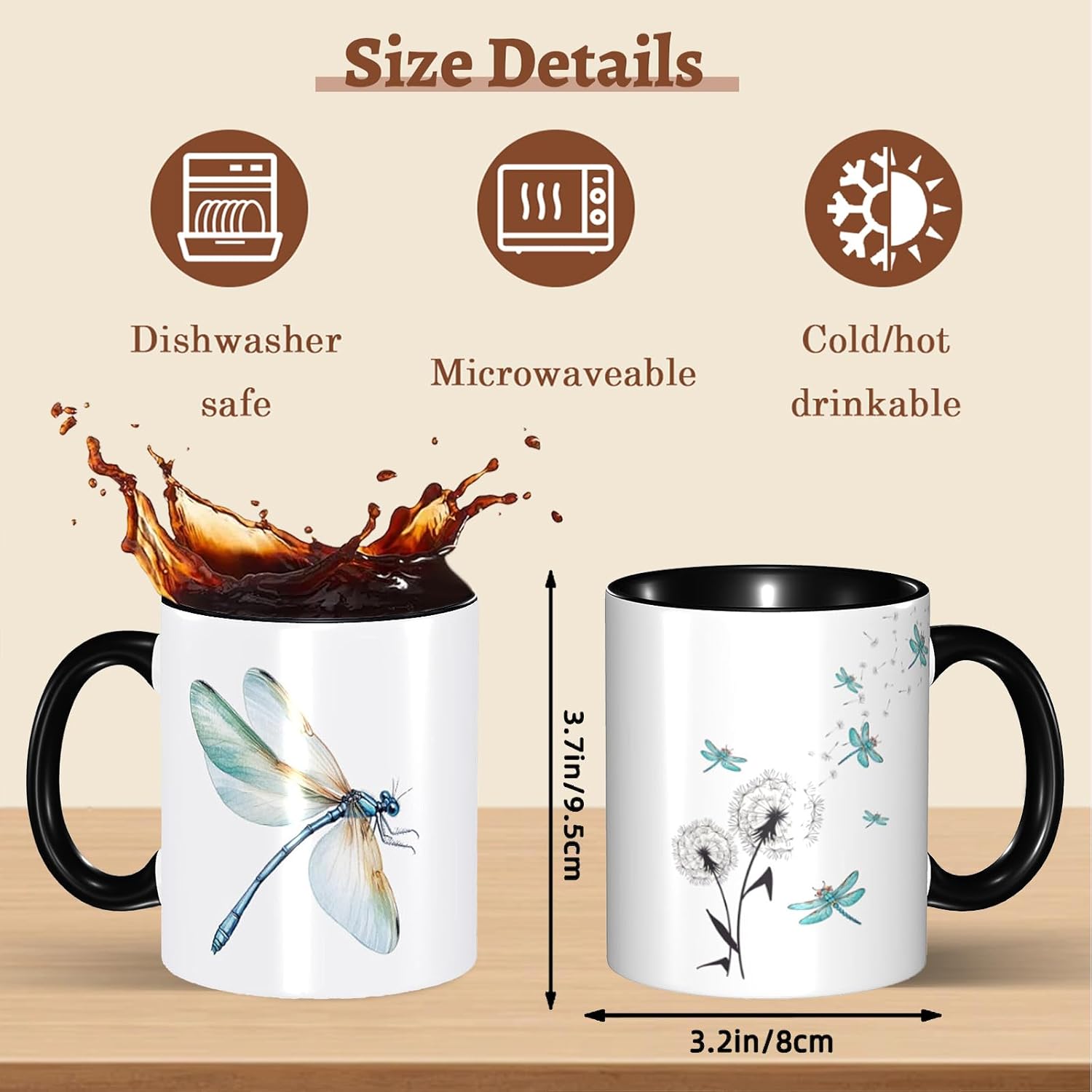 Dragonfly Coffee Mug Cup, Dragonfly Gifts for Women Men - Image 4