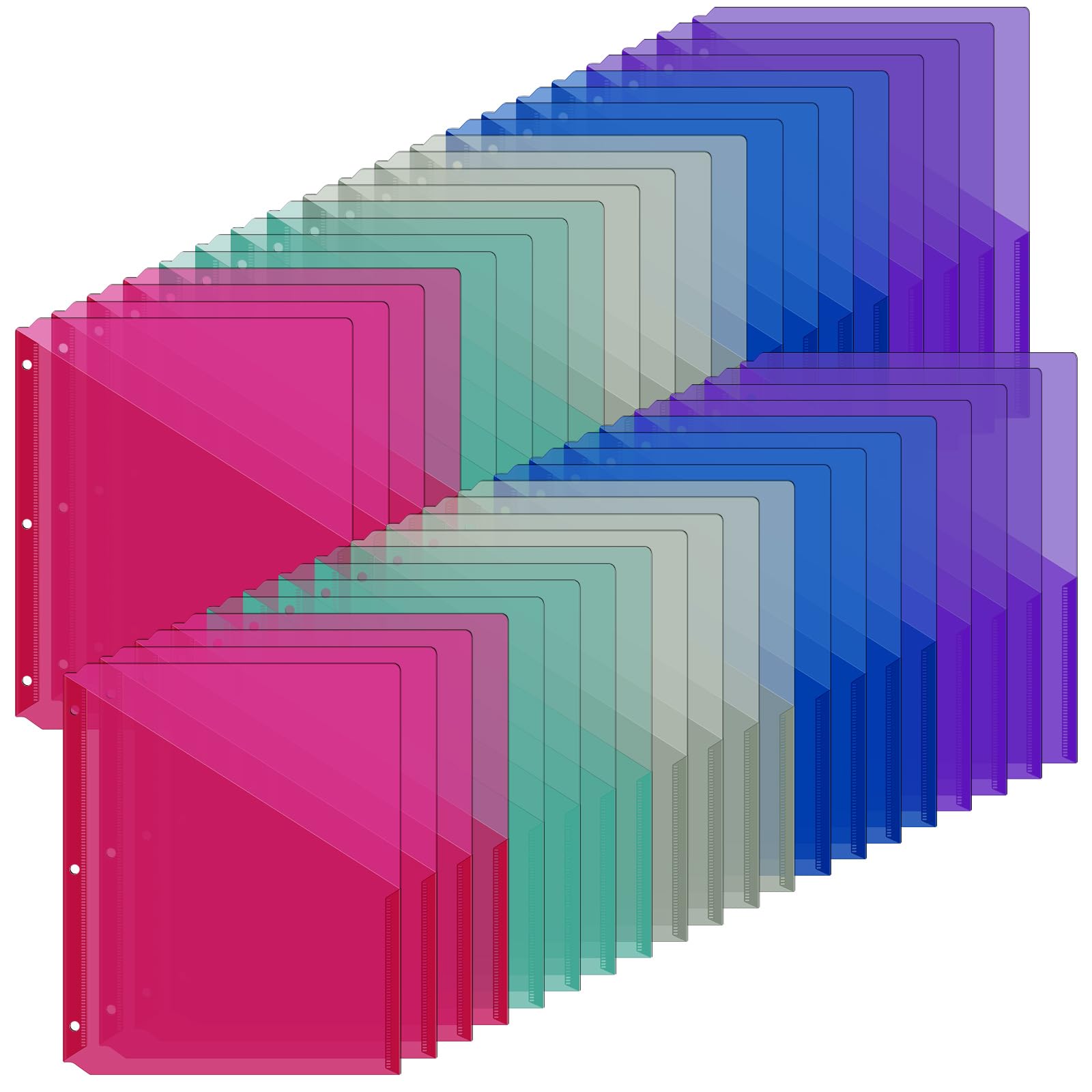 Maitys 50 Pack Binder Pockets 3 Ring, Letter Size 8.5x11,Dark Color