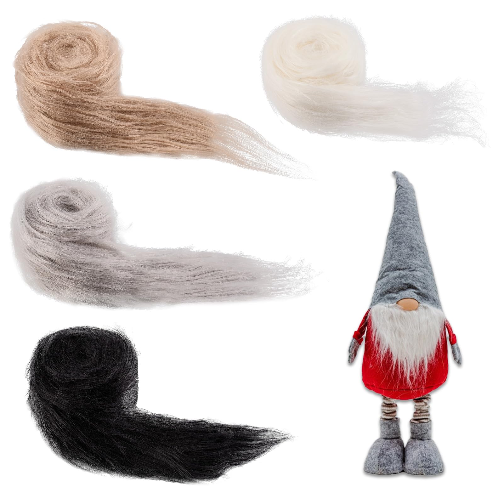 letsinstyle 4Pcs 2 Inch Faux Fur Ribbons, Multicolor Faux Fur Trim Fluffy Fuzzy Fabric Roll