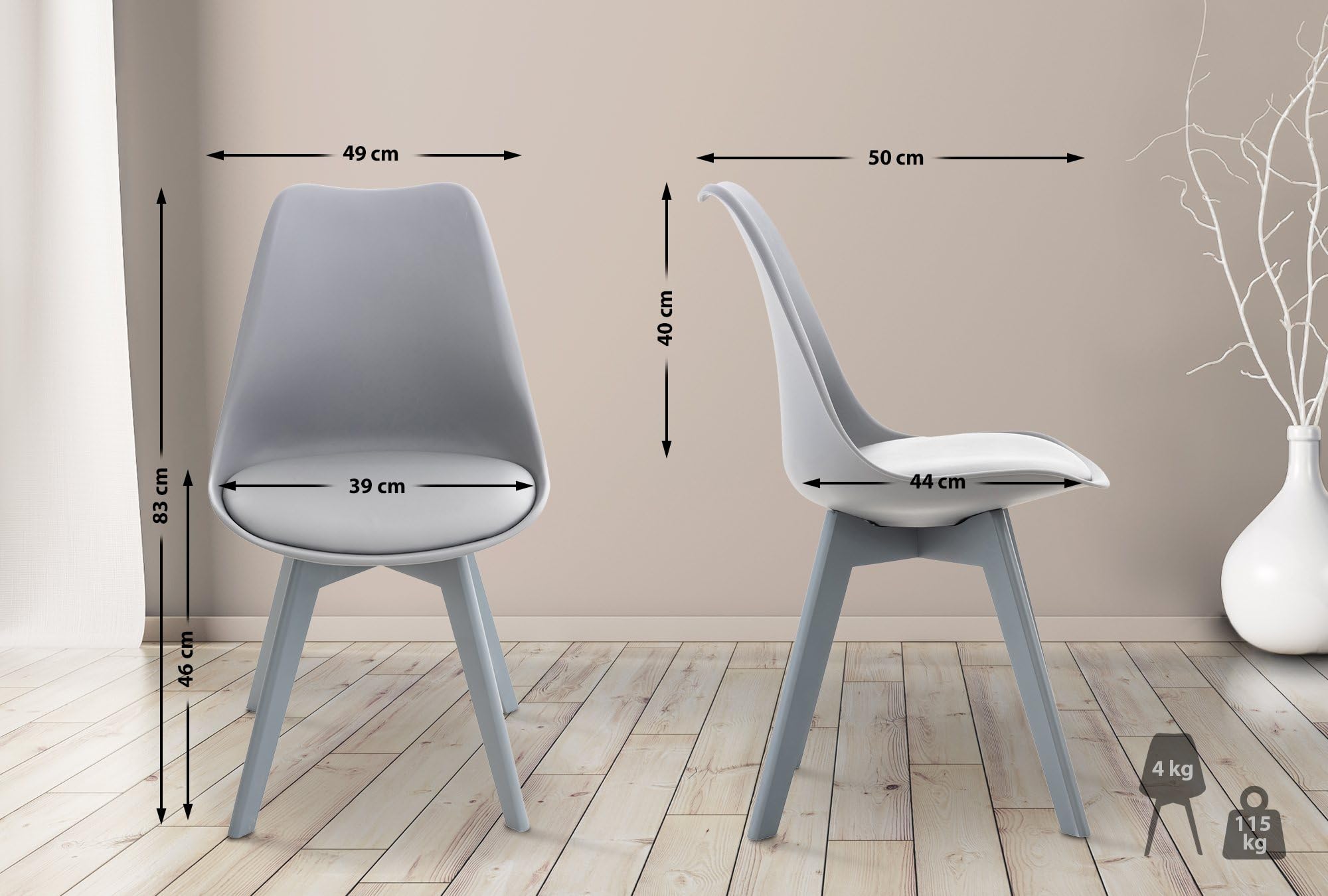 Sedia Da Pranzo Linares - Struttura Legno Con Seduta Imbottita, Colore Bianco - Foto 5