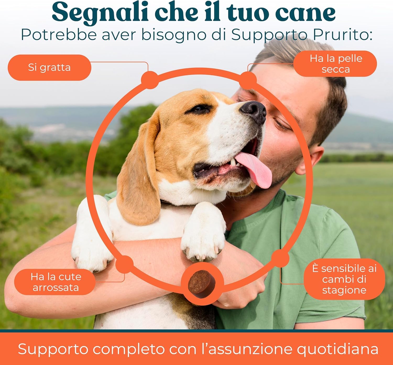 Supporto Prurito con Probiotici per Cani Gusto Manzo - Integratore per CanI per Prurito e Sensibilità Stagionali