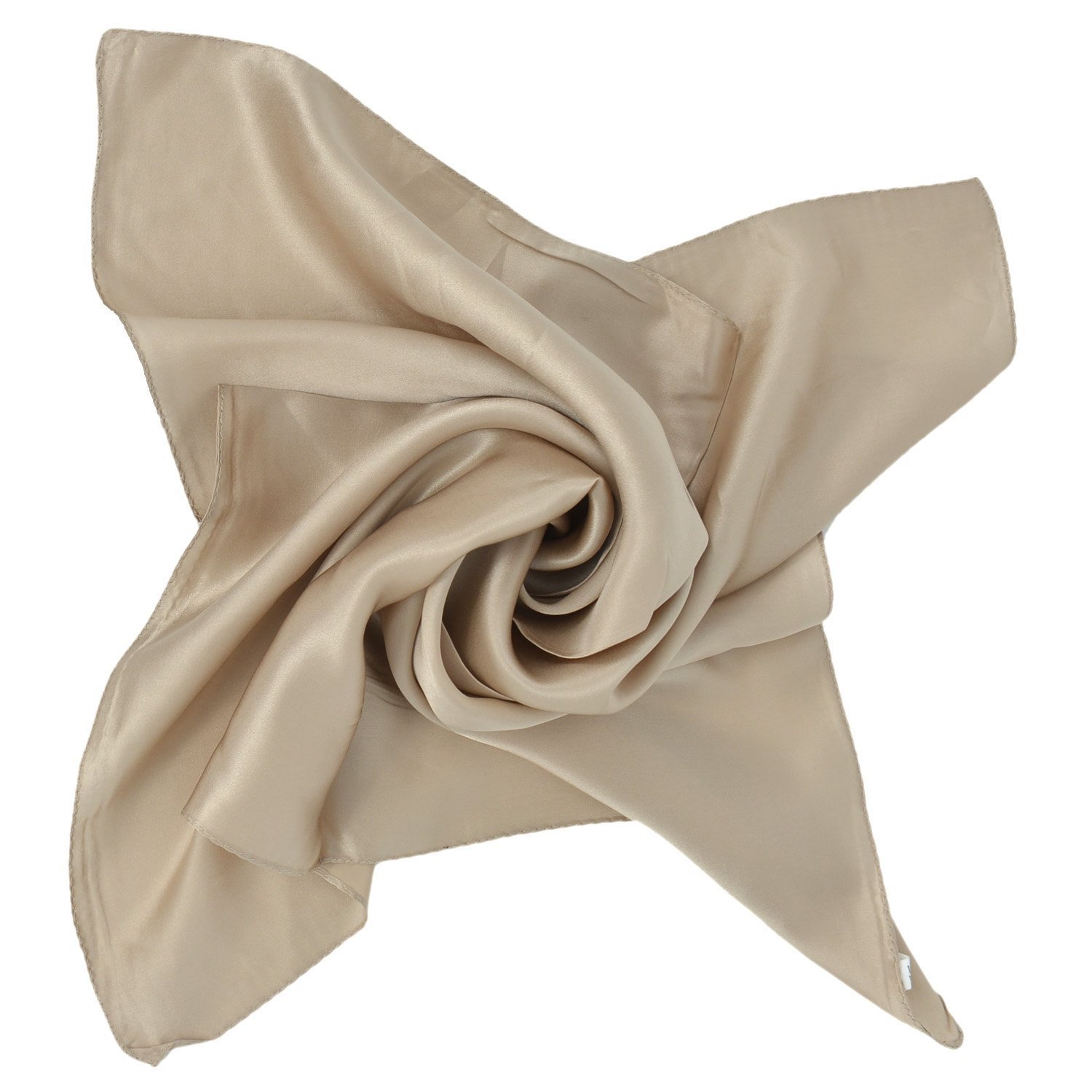 100% Mulberry Silk Solid Colour Unisex 53cm x 53cm Bandana Square Scarf Headband Neckerchief (Khaki)