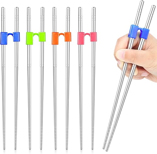 Miniatura 8 de 5 pares de palillos reutilizables antideslizantes para adultos, palillos de práctica reemplazables, resistentes al calor, con clip para entrenador