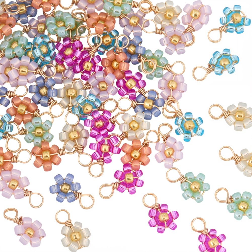 Breloques fleur en verre opaques et colorées SUNNYCLUE pour fabriquer des boucles d'oreilles légères