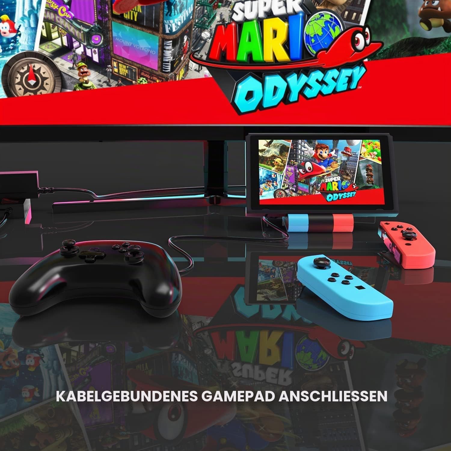 Switch TV Dock,Docking Station für Nintendo Switch/Switch OLED, Faltbare Typ C zu HDMI Adapter Switch Ladestation mit 4K HDMI Schnittstelle und USB 3.0 Port