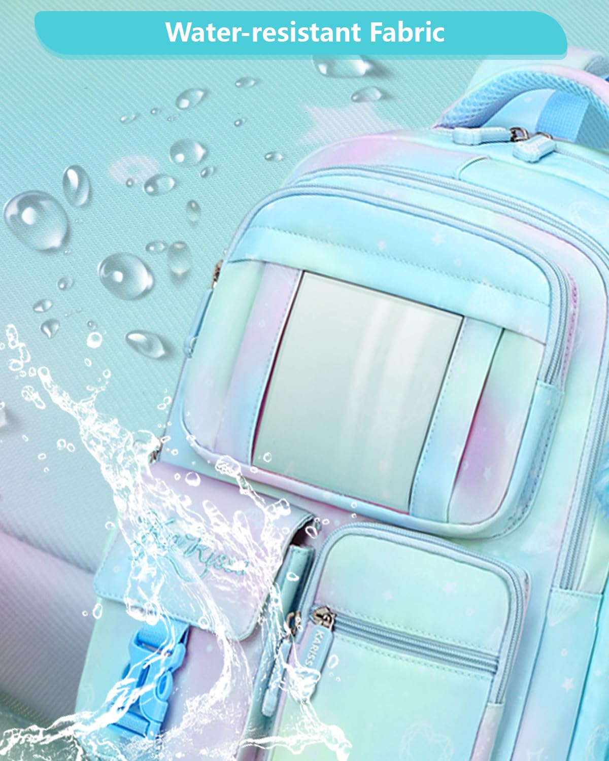Tanou Schultasche Mädchen Rucksack Schule Mädchen der 1. bis 4. Klasse | Schulrucksack für Mädchen Atmungsaktiv, Wasserabweisender Nylon Kinder Schulranzen, Blau