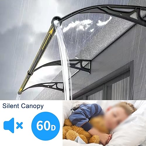 Miniatura 3 de Toldo curvo para puerta de ventana con fregadero de aleación de aluminio, toldo de ventana de porche anti-UV, cubierta de policarbonato transparente