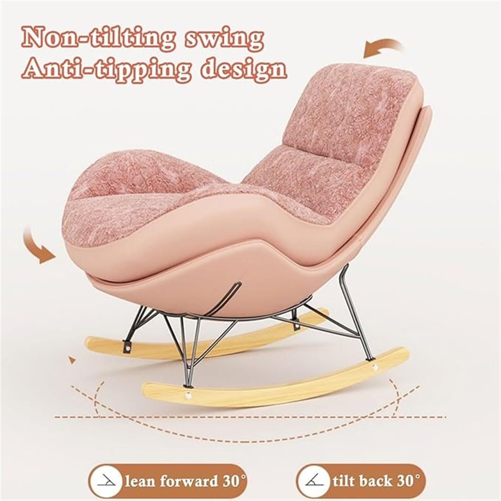 Générique Fauteuil à Bascule Moderne en Velours avec Coussins épais - Fauteuil Lounge Confortable pour Lire, Faire la Sieste, Meuble d'appoint pour Le Salon - Décoration intérieure Orange élégante