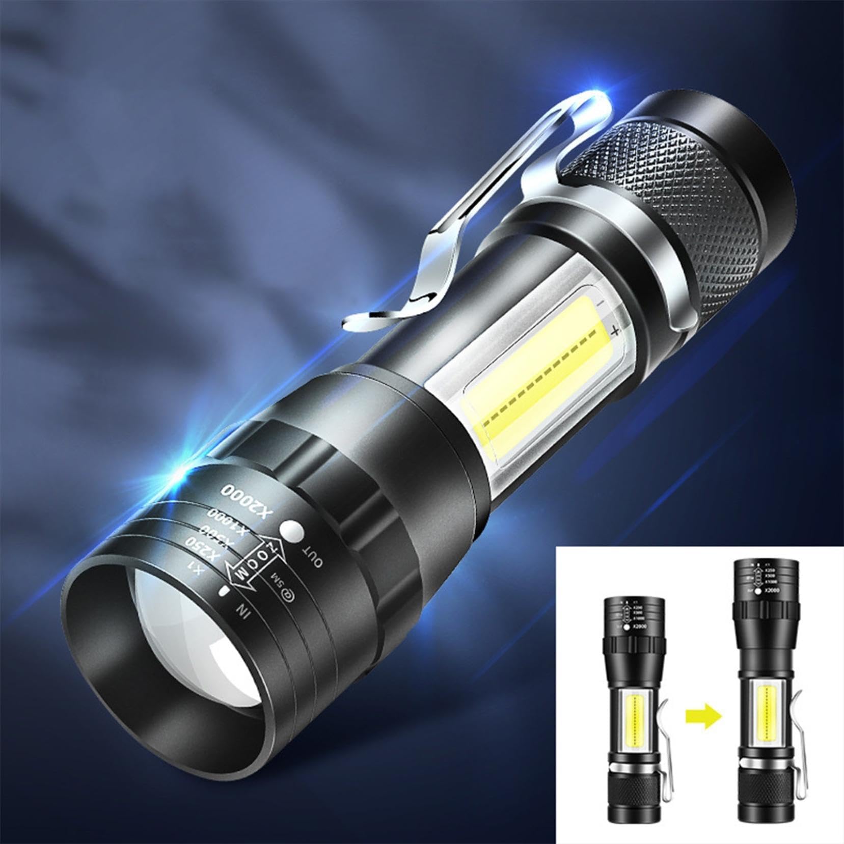 LED Flashlight High Lumens Super Bright Flashlight with 4 Modes Battery Powered Pocket Flash Light,Waterproof Powerful Portable Handheld Flashlight for Camping,Hiking,Cycling,Home Emergencies Reserve