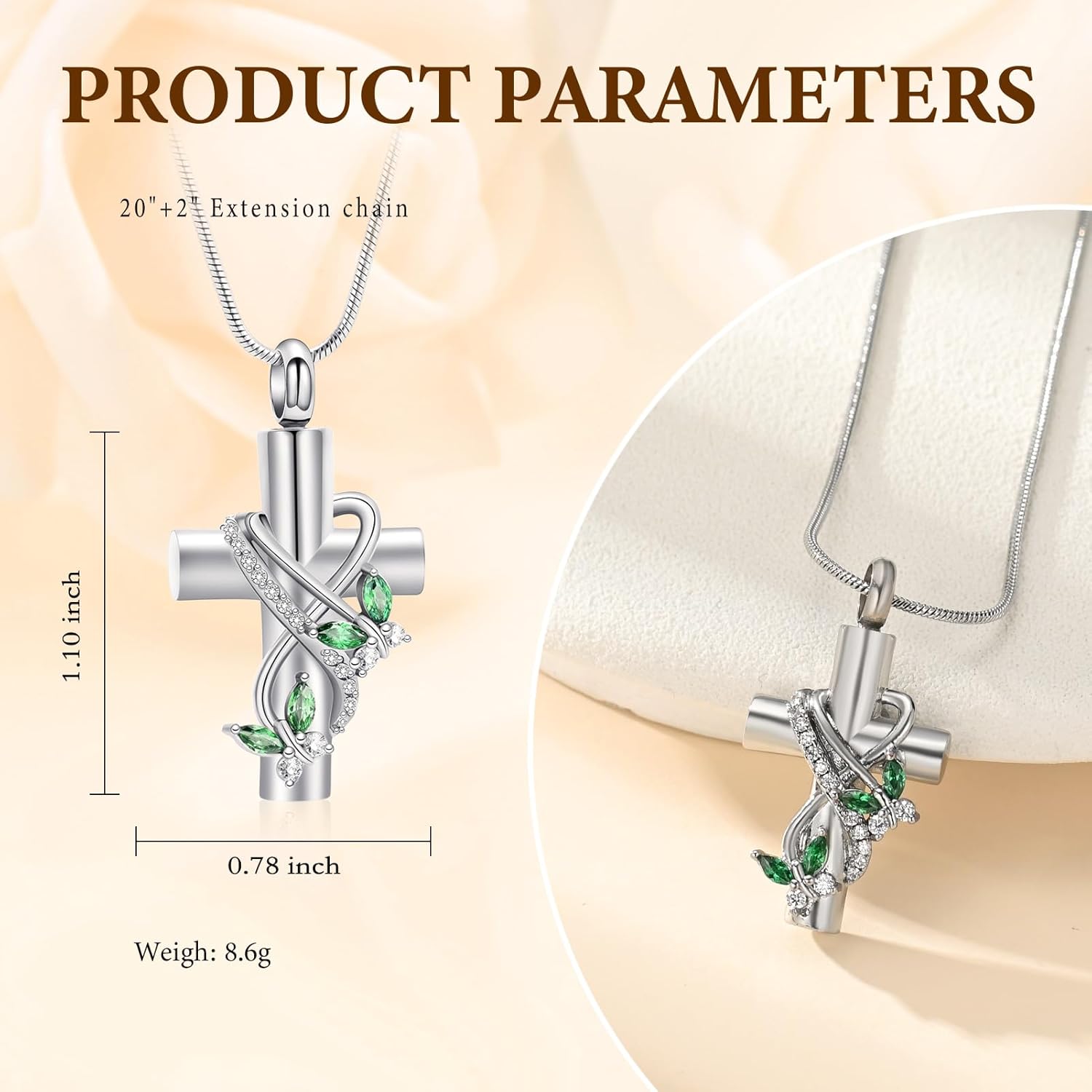 Cross Cremation Jewelry Butterfly Urn Necklace for Human Ashes for Women Men Memorial Ashes Keepsake Birthstone Pendant - Image 2