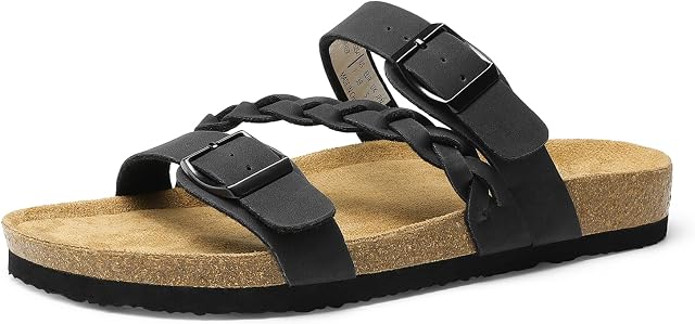 DREAM PAIRS Cork Footbed Chaussures d'été Sandales pour femme, Coussin, Confortable, Slip-On, Casual, Vacances, Marche