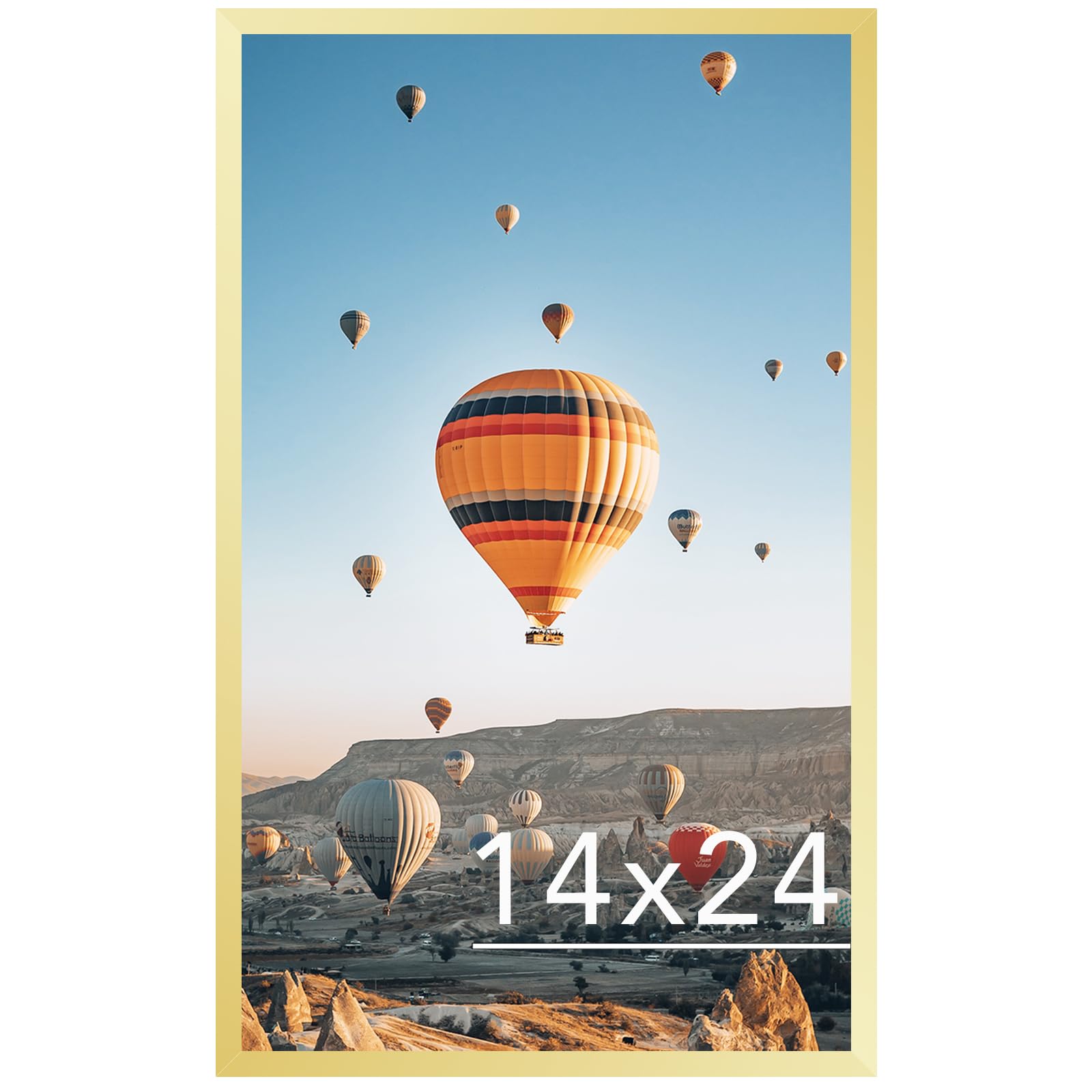 JCJMY 14x24 Picture Frame Gold for Poster Photo Picture, Horizontal and Vertical Formats for Wall Hanging, 14 x 24 Wall Gallery Poster Photo Frame for 14 by 24 Photos Posters, Gold