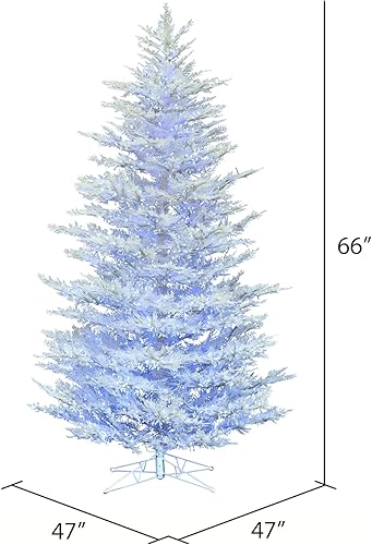 Miniatura 3 de Vickerman Company G197152LEDTW Árbol de Navidad de pino de cedro, 5.5' x 47", Flocado blanco sobre blanco