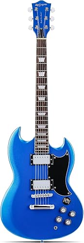 Vista 29 de Leo Jaymz Guitarra eléctrica de cuerpo sólido de 39 pulgadas, cuerpo de madera de álamo, cuello de arce y diapasón de madera de laurel (negro)