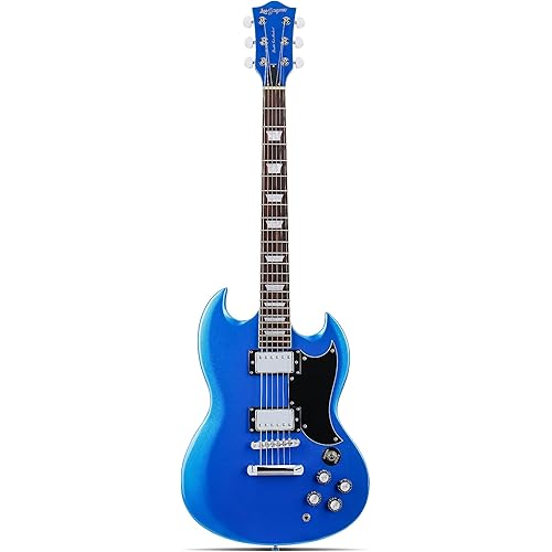 Leo Jaymz 39 Inch Solid Body Electric Guitar - Poplar Wood Body，Maple Neck and Laurel Wood Fretboard (Navy Blue)