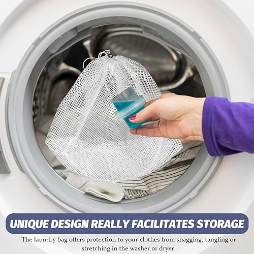 Miniatura 9 de EXCEART Bolsa grande de malla con cordón, bolsa de lavado duradera para ropa, abrigos y sudaderas con capucha, conveniente organizador de viaje para