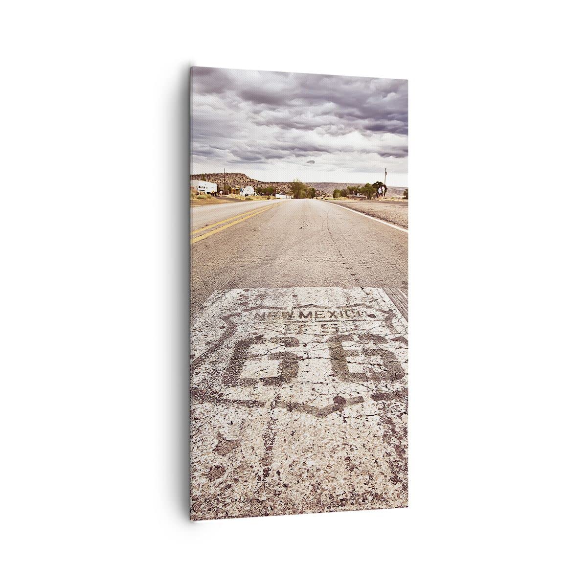 Tableau Déco Mural Sur Toile 100x70cm 'Route 66 USA' - Impression Grand Format Pour Salon, Chambre Ou Cuisine