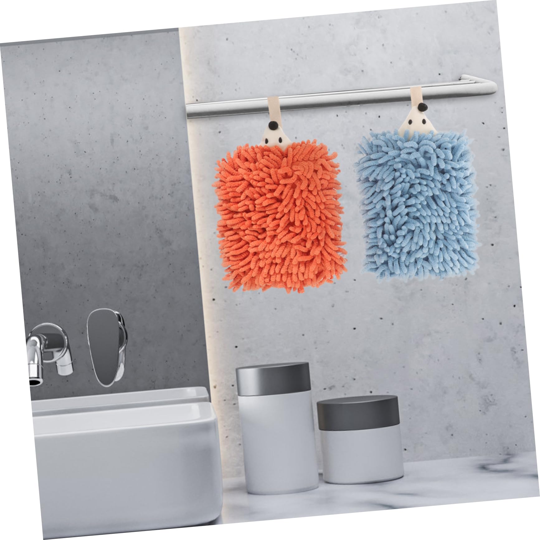Asciugamano da Bagno a Riccio Anello, 2 Pezzi in Ciniglia