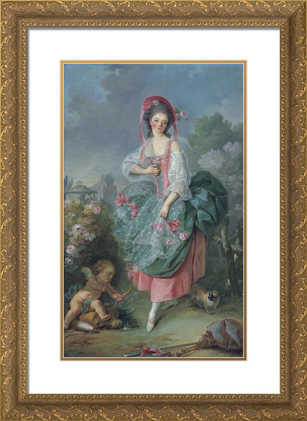 ArtDirect David, Jacques-Louis 18x24 Gold Ornate Framed Art Print with Double Matting Titled: Mademoiselle Guimard as Terpsichore