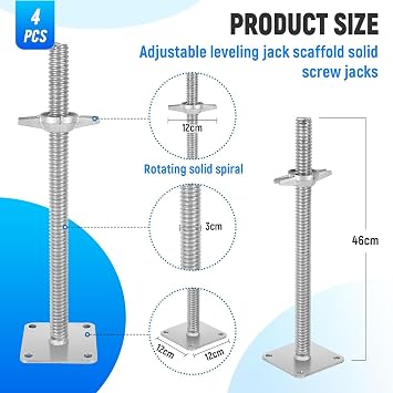 BAOSHISHAN 18 Adjustable Scaffold Leveling Jack 1.2 OD Galvanized Solid