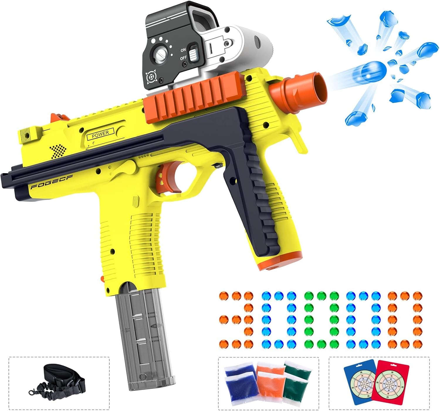 Fogecf Electric Gel Ball Blaster Toy Gun, Automatic Splatter Ball Gun with 30000