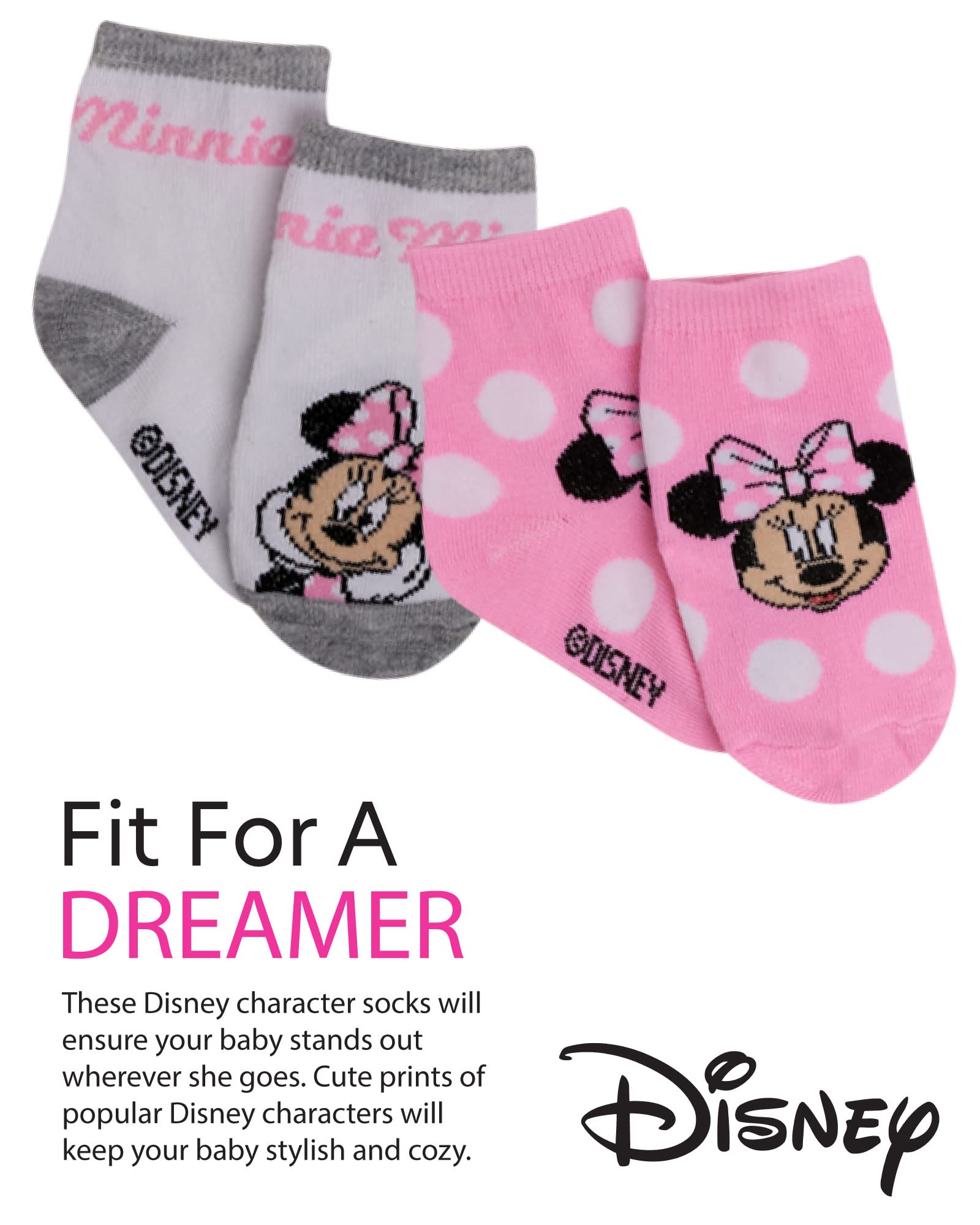 Disney Baby Girls Assorted Minnie Mouse Designs 12 Pair Socks Variety Set, Age 0-24 Months