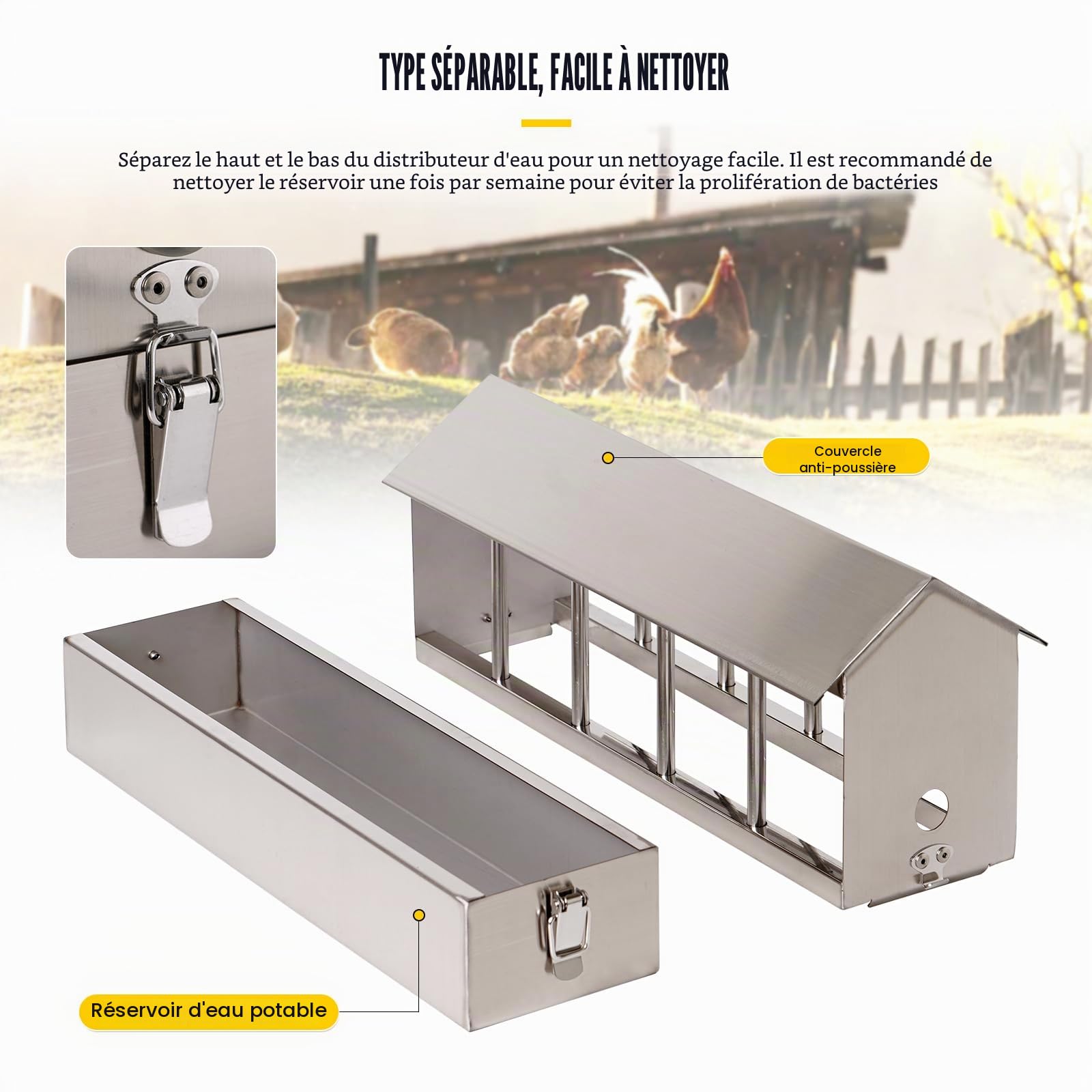 Abreuvoir Automatique pour Poulets en Acier Inoxydable, Système d'Abreuvement pour Volailles avec Valve à Flotteur et Kit de Tuyaux, Convient aux Pigeons, Canards et Oies