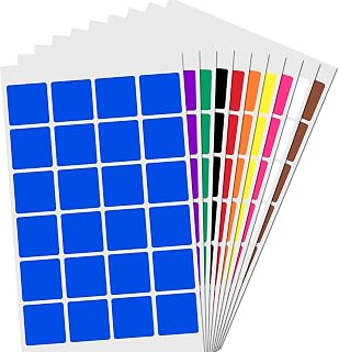 BlackDreams 1200 Pieces Multicolored Color 25mm (1 Inch) Square Sticker Self Adhesive Labels Writable Surface for Kids Activity, File Classification, Calendar Planner, Organizing (Multicolored)
