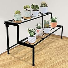 HOUSE DECORE Metal Plant Stand with 2 Shelves, 2 tier stand, 2 Layer heavy duty easy assemble planter stand (black), Free Standing, Tiered Shelf
