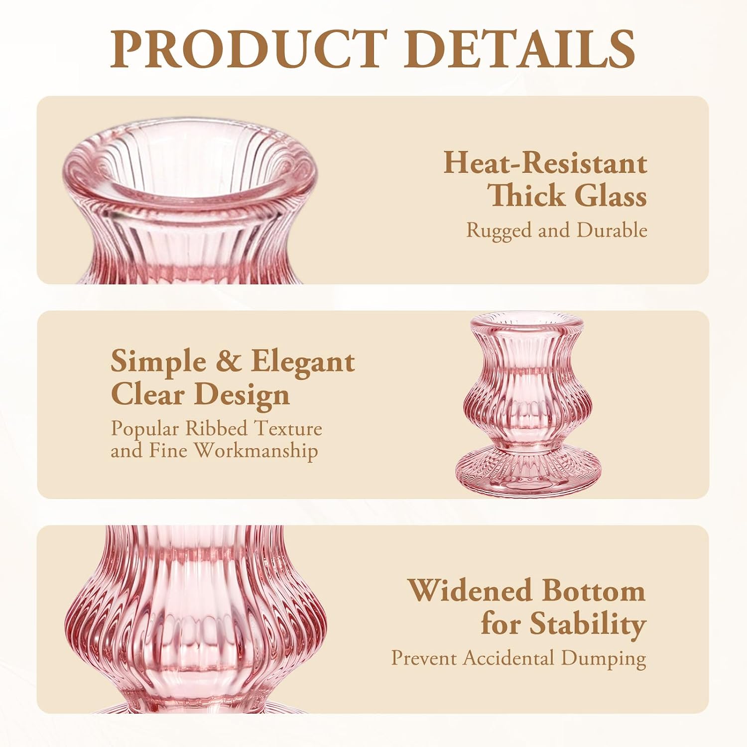 Glass Candlestick Holders -18 Pack Tapered Candle Holder Decor Bulk