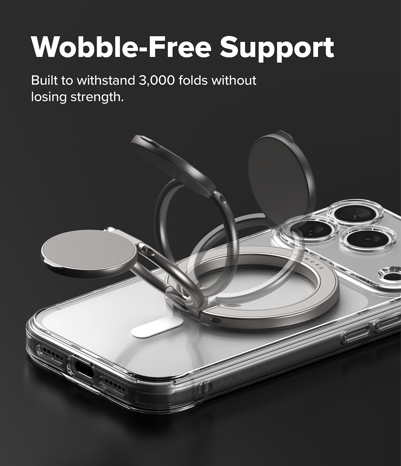 Ringke Dual Magnetic Smart Holder [Compatible con MagSafe] Soporte con Agarre, Doble Imán Potente, Soporte Plegable de 3 Niveles para Gimnasio, iPhone, Galaxy, Pixel - Satin Silver
